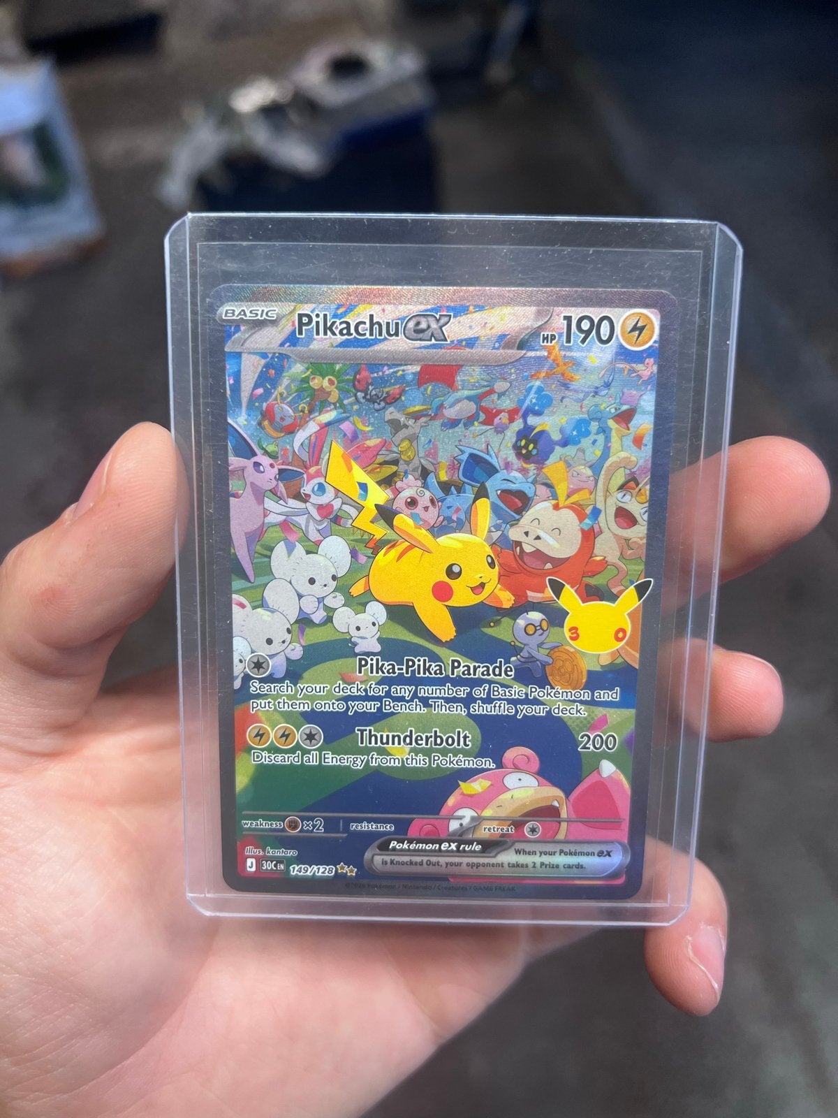 Pikachu EX 149/128 Full Art Promo Pokémon Kaart, Hobby en Vrije tijd, Ophalen of Verzenden, Zo goed als nieuw, Losse kaart