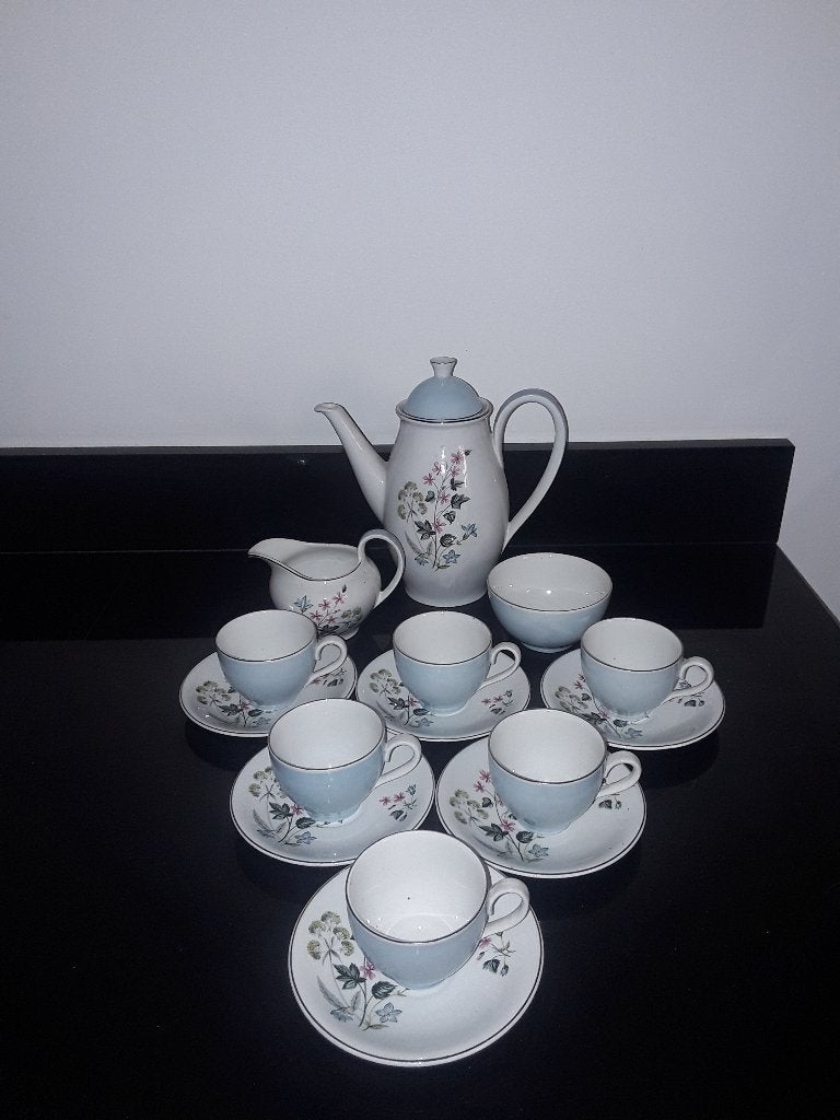 Oud engels theeservies Windsor blue mist, Verzenden