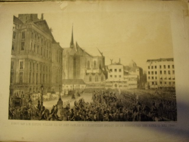 Map Inhuldiging Willem III 12 Mei 1849 Amsterdam. 2 Litho's, Antiek en Kunst, 1800 - 1899, Ophalen of Verzenden, Blanco verso