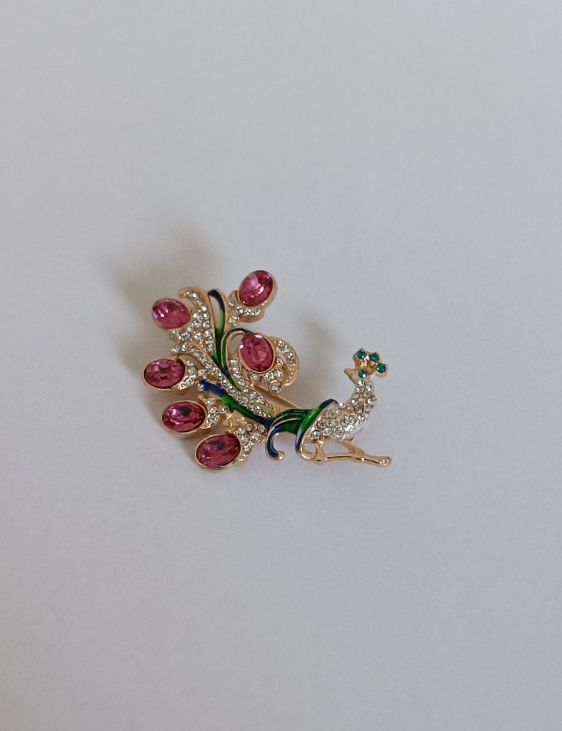 Pauw broche, Overige materialen, 4 tot 7 cm, Overige kleuren, Nieuw