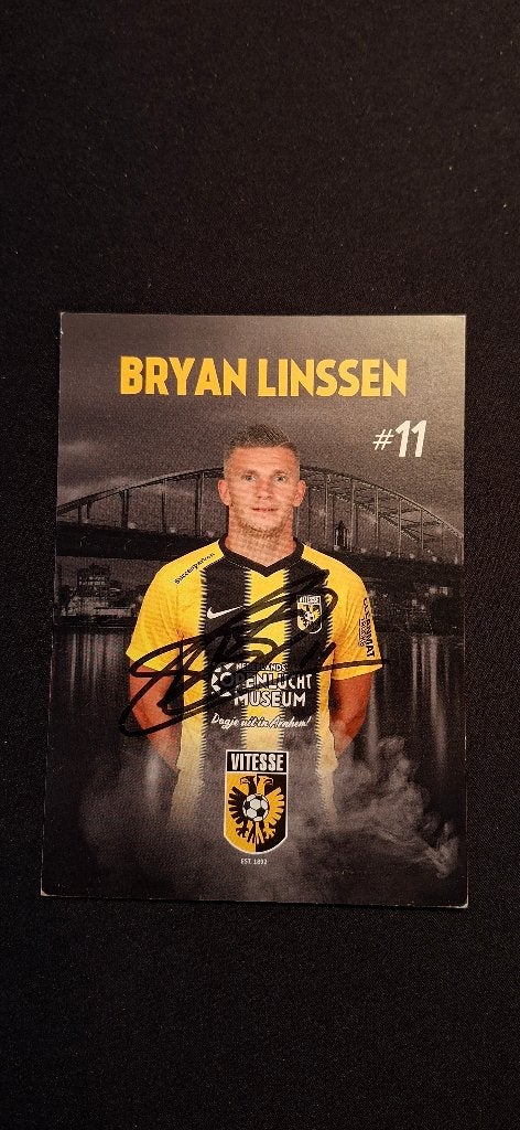 Spelerskaart handtekening Bryan LInssen # Vitesse Feyenoord, Ophalen of Verzenden, Nieuw, Vitesse, Spelerskaart