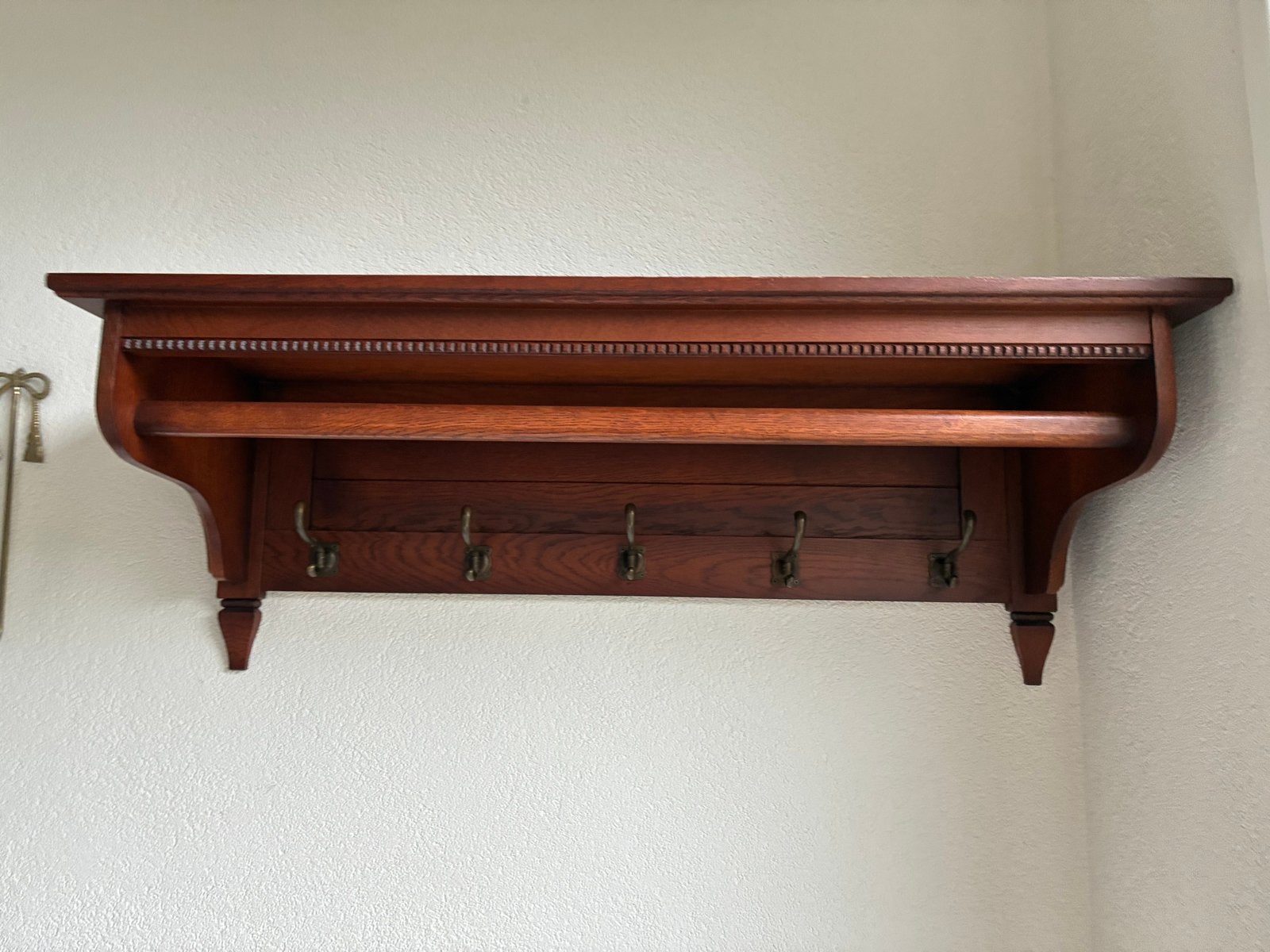 Kapstok, spiegel en wandtafel set van kersenhout, Ophalen of Verzenden, Gebruikt, Hout, Wandkapstok