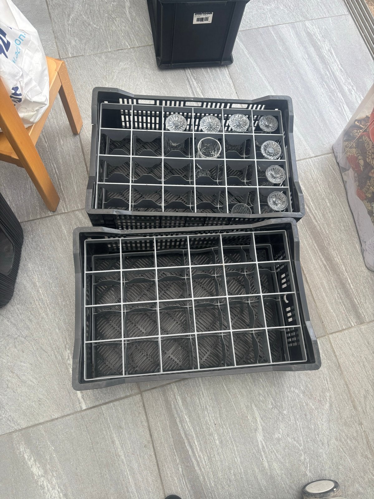 Glazen in kratten - Ideaal voor horeca of evenementen, Glas of Glazen, Gebruikt, Ophalen of Verzenden, Glas
