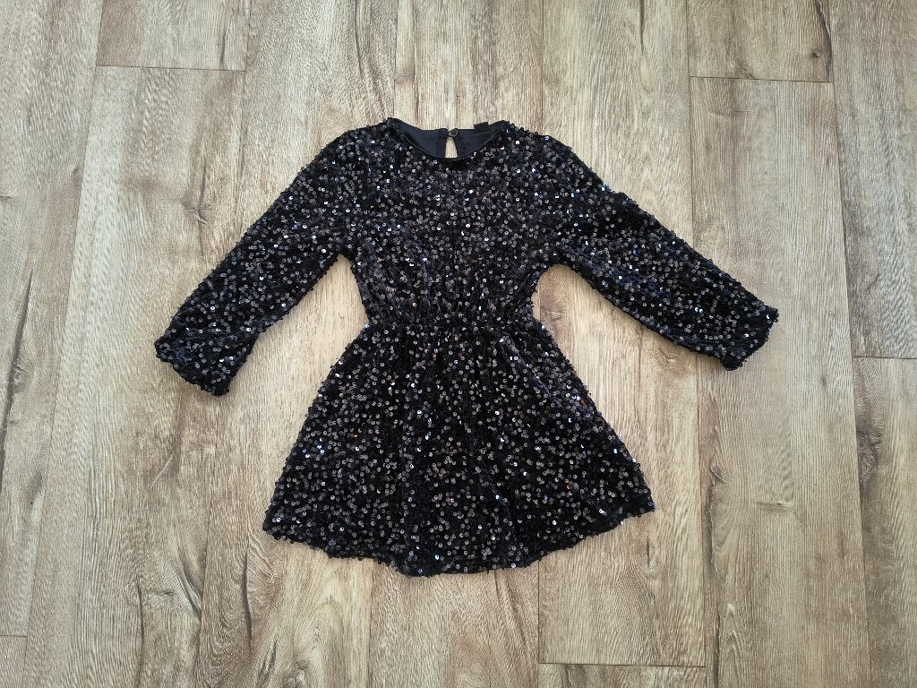 Prachtige zwarte glitterjurk, loafers jurk, feestjurk, 110., Kinderen en Baby's, Meisje, Onb, Ophalen of Verzenden, Jurk of Rok