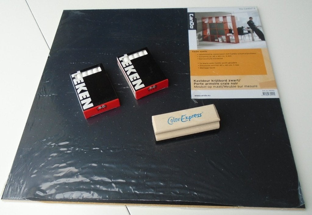 KRIJTBORD HOUT 40x40 cm KRIJTJES BORSTEL NIEUW, -, -, Overige typen, Nieuw