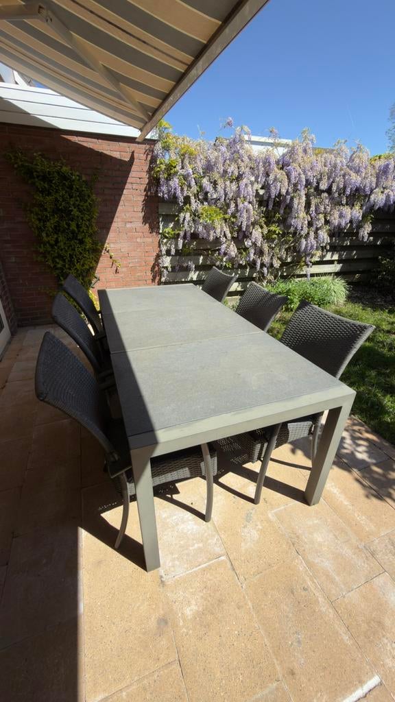 P&R Design tuinset, tuintafel 210 cm met 6 stoelen, grijs, Ophalen, Gebruikt