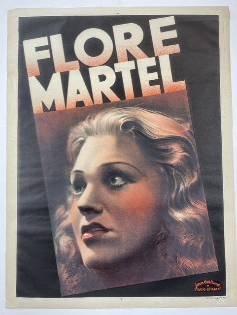 poster FLORE MARTEL jaren 1930 art deco affiche blondine, Ophalen of Verzenden, Gebruikt, A1 t/m A3, Film en Tv