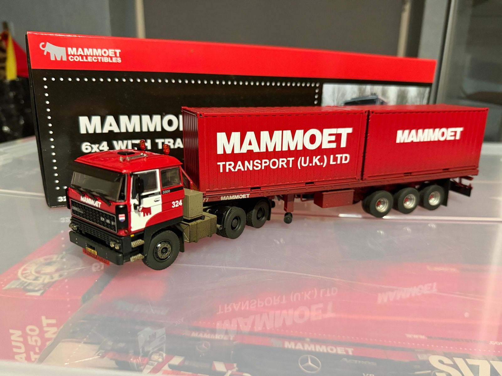 WSI Mammoet DAF 3300 6x4 met 3-assige trailer + 2x 20ft cont, Overige merken, 1:50 of kleiner, Ophalen of Verzenden, Zo goed als nieuw
