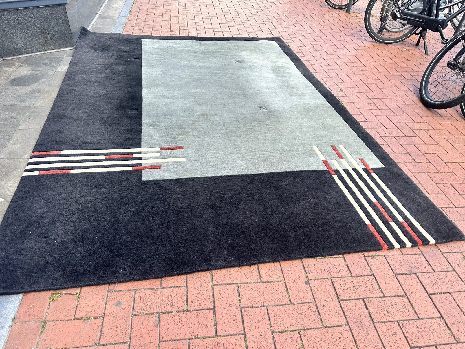 Zwart Tapijt Laagpolig Hand Wollen Vloerkleed 210-305 €145, Ophalen of Verzenden, Grijs, Rechthoekig, 200 cm of meer