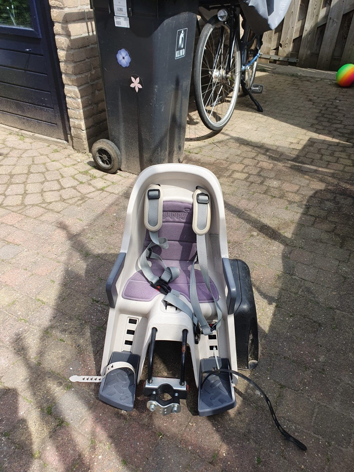 Guppy fietsstoeltje voor voorop voorzitje, Ophalen of Verzenden, Gebruikt, Voorzitje, Voetsteuntjes
