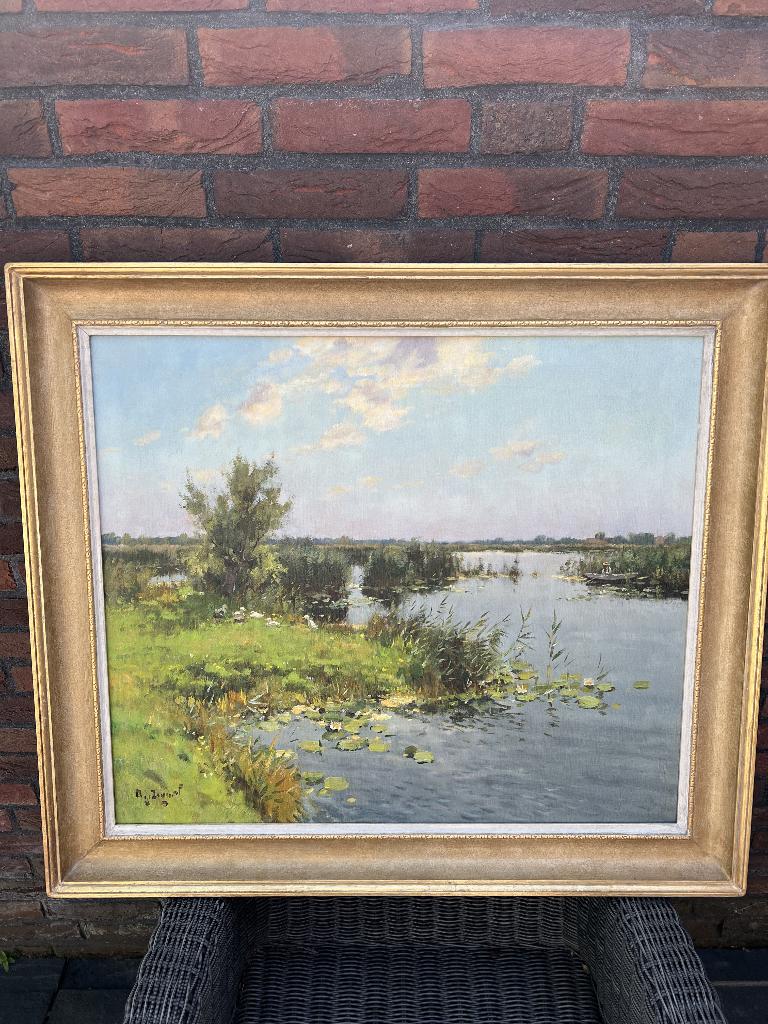 AJ Zwart, Zomer aan de plassen te Nieuwkoop, Antiek en Kunst, Kunst | Schilderijen | Klassiek, Ophalen of Verzenden