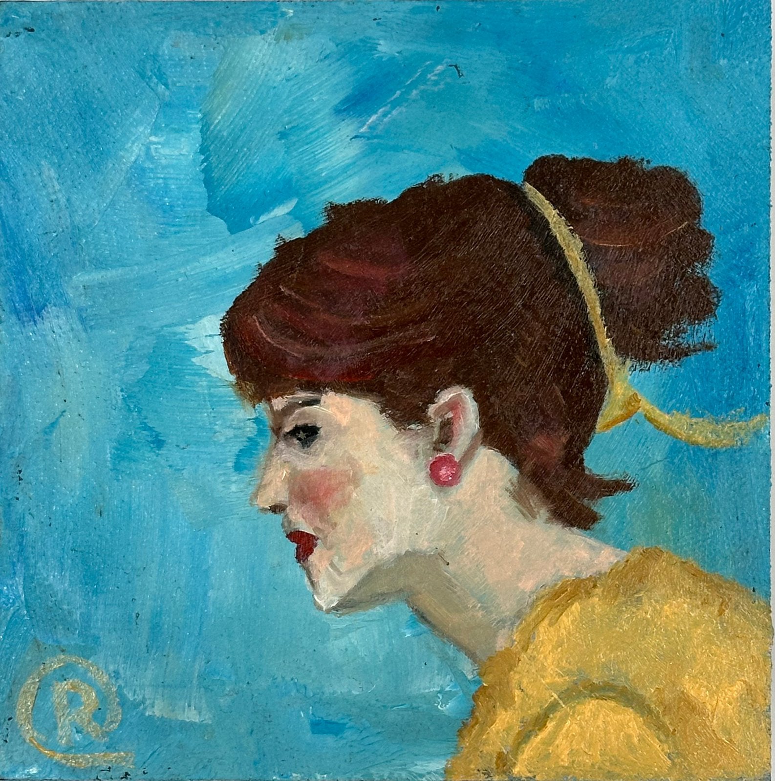Portret Noa miniatuur, Ophalen of Verzenden, Olieverf, Overige materialen, Gesigneerd