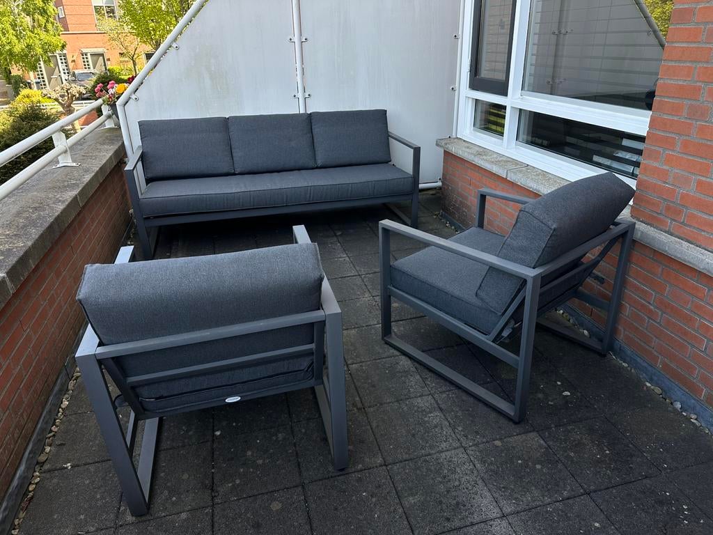 Jutlandia VONGE loungeset - Donkergrijs, Ophalen, Zo goed als nieuw, Aluminium, Bank