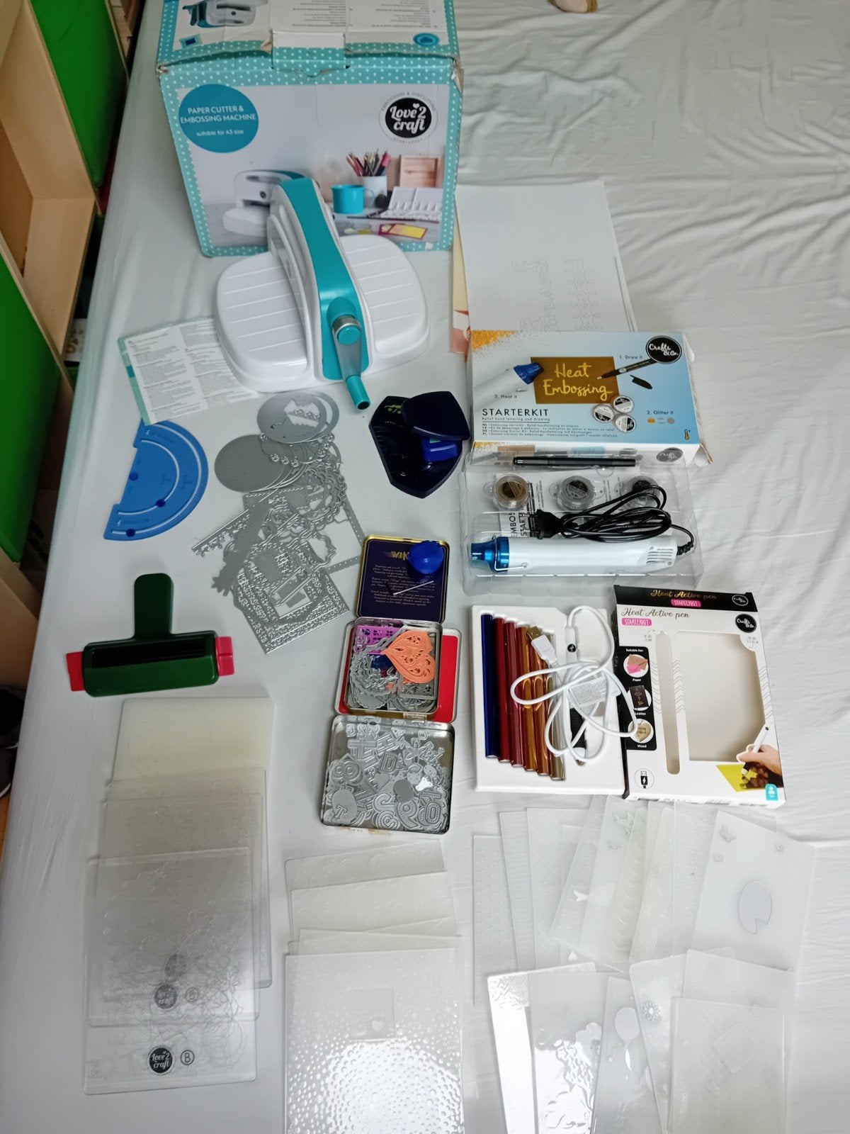 Love2craft embossing machine, heat 2x en heel veel toebehore, Ophalen of Verzenden, Gebruikt