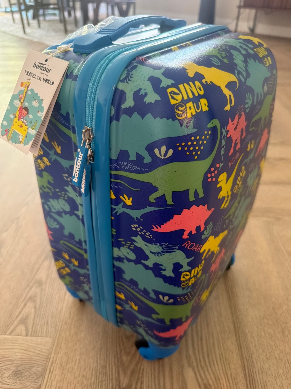 Nieuwe BonTour Kinderkoffer Dino Print - Handbagage, Ophalen, 20 tot 30 cm, Blauw, Minder dan 40 cm