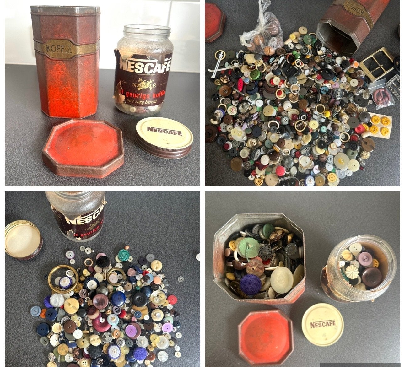 VINTAGE KOFFIE BLIK EN glazen KOFFIE POT, Ophalen of Verzenden, Gebruikt