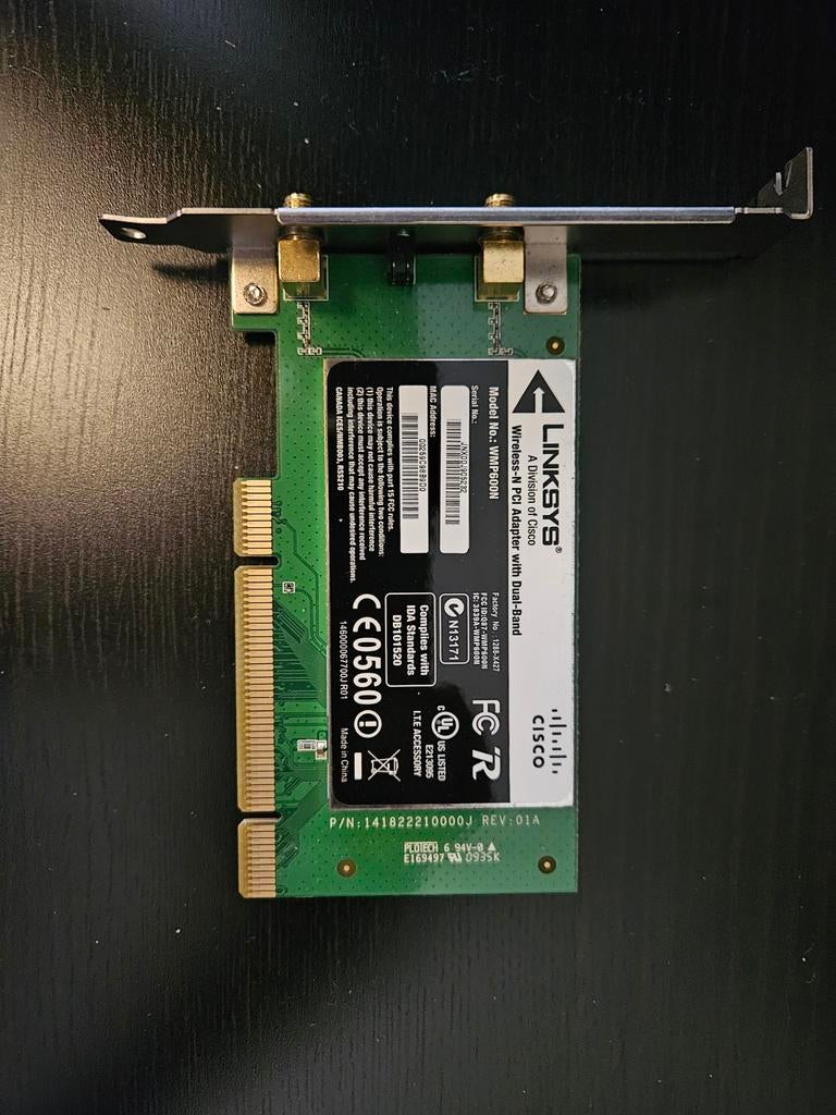Linksys WMP600N Wireless-N PCI Adapter met Dual-Band, Computers en Software, Ophalen of Verzenden, Zo goed als nieuw, Intern, Linksys