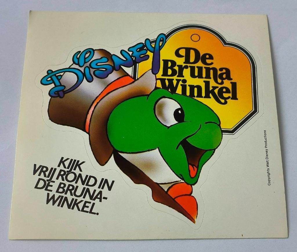 Sticker de Bruna winkel( Disney Japie Krekel), Ophalen of Verzenden, Zo goed als nieuw, Bedrijf of Vereniging