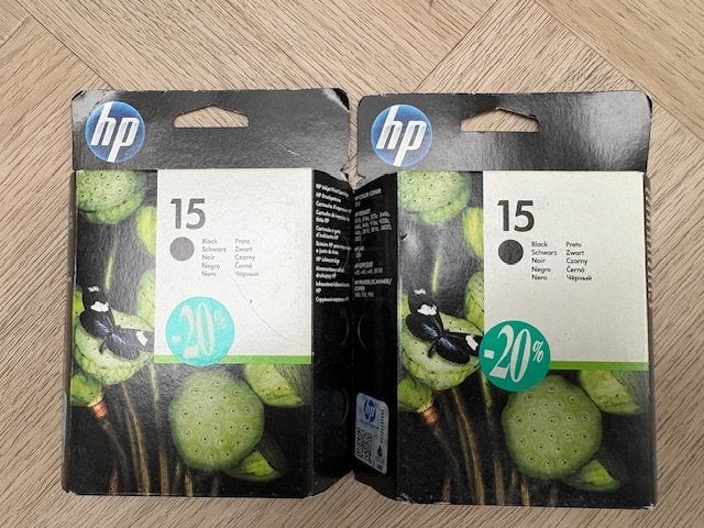 2 stuks cartridges HP 15 zwart in dichte doosjes, Computers en Software, Ophalen of Verzenden, Nieuw, Cartridge, HP (ORIGINEEL)
