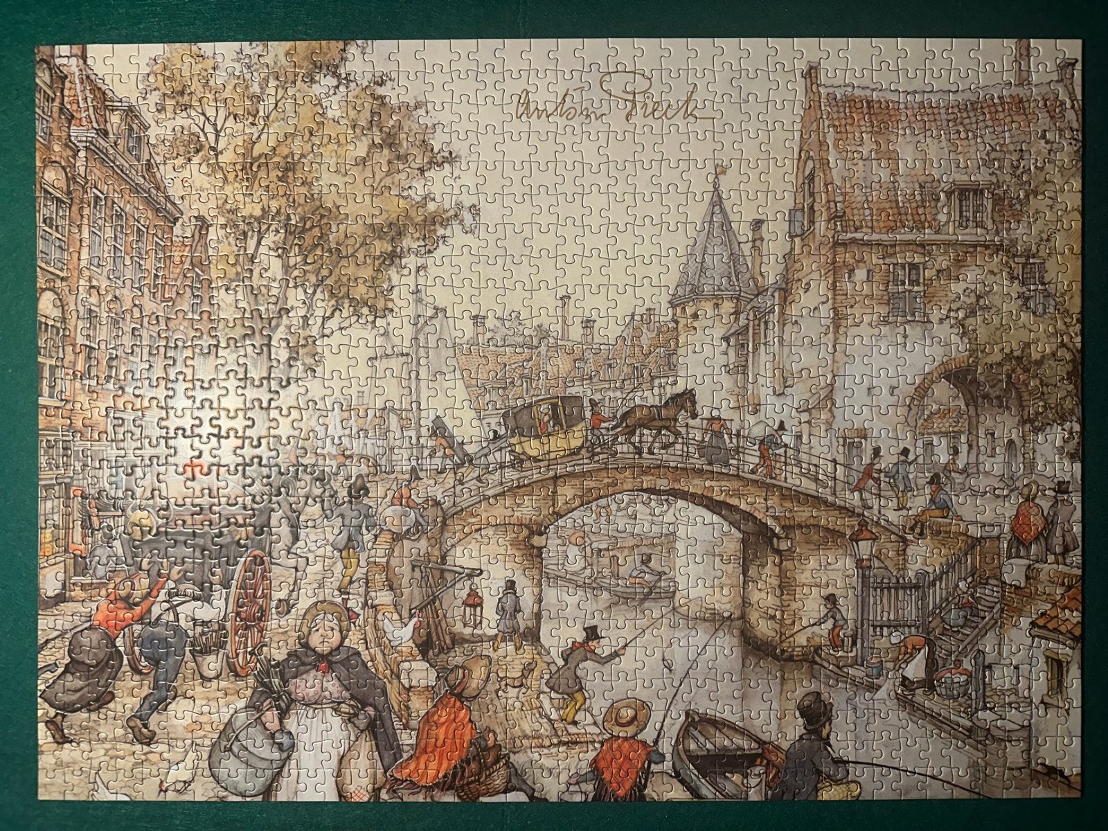 Anton Pieck Legpuzzel - 1000 stukjes - 'De Brug', Ophalen of Verzenden, 500 t/m 1500 stukjes, Zo goed als nieuw, Legpuzzel