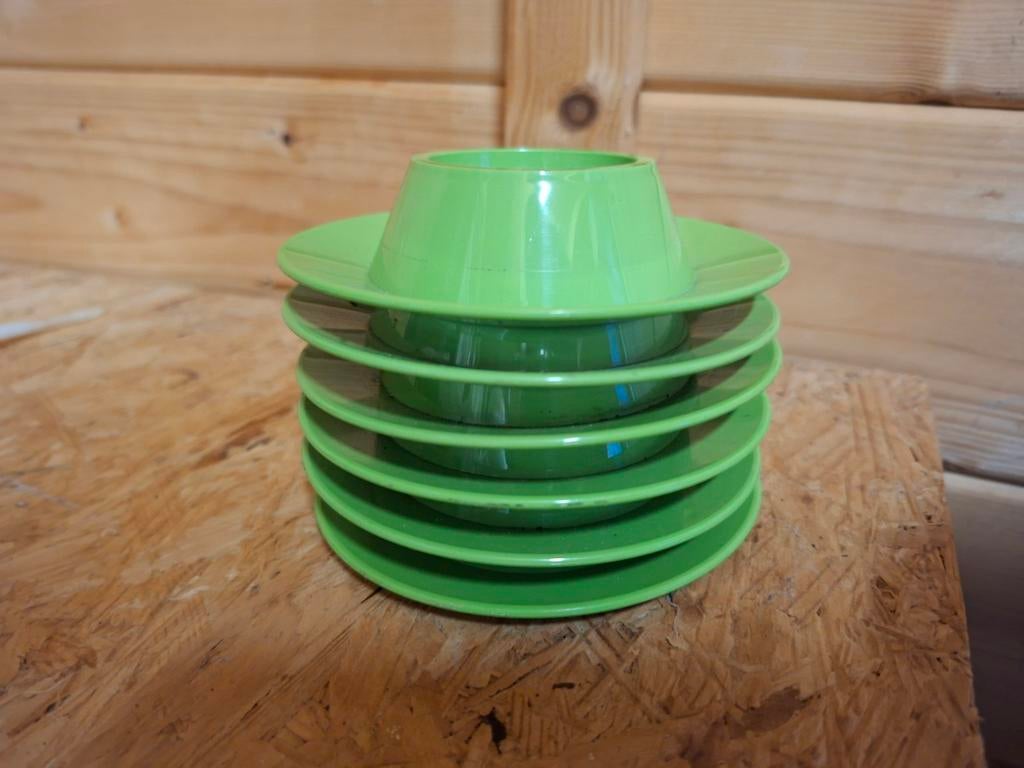 6 retro groene eierdopjes, Verzamelen, Retro, Ophalen of Verzenden, Huis en Inrichting