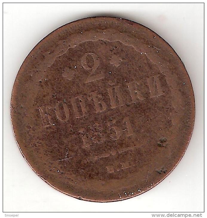 russia 2 kopeks 1851 BM !!! km 150.3 fr, Verzenden, Rusland, Losse munt
