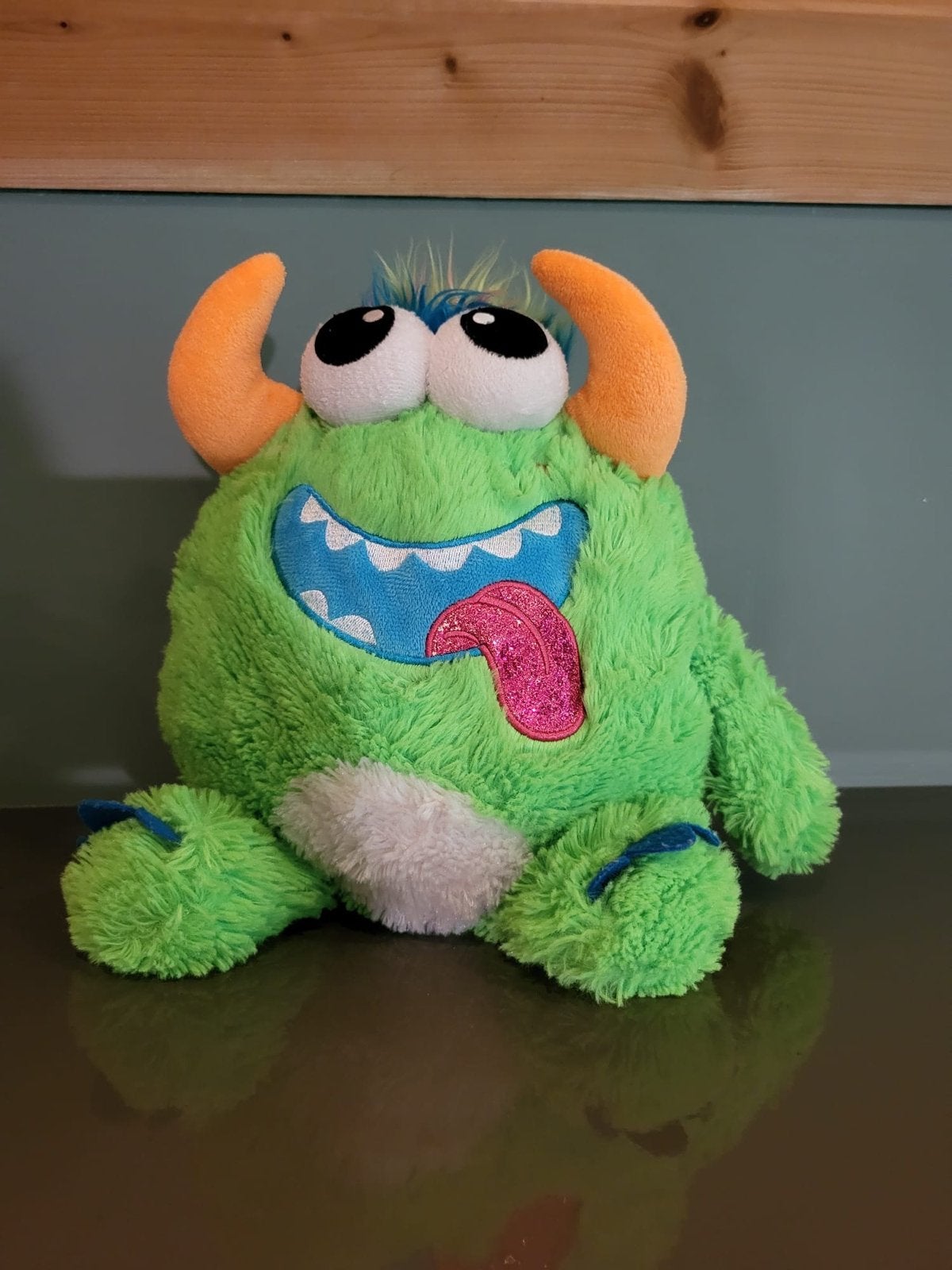 Groen Monster Knuffel met Oranje Hoorns, Groen, Overige merken, Overige karakters, Overige typen