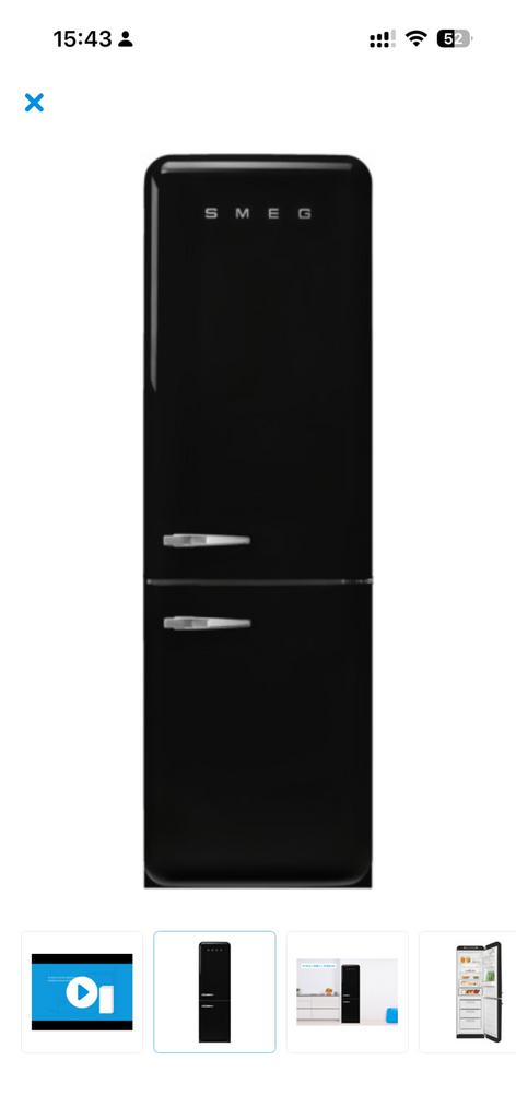 SMEG koelvriecombinatie zwart FAB32LBL6, Witgoed en Apparatuur, Koelkasten en IJskasten, Zo goed als nieuw, Met aparte vriezer