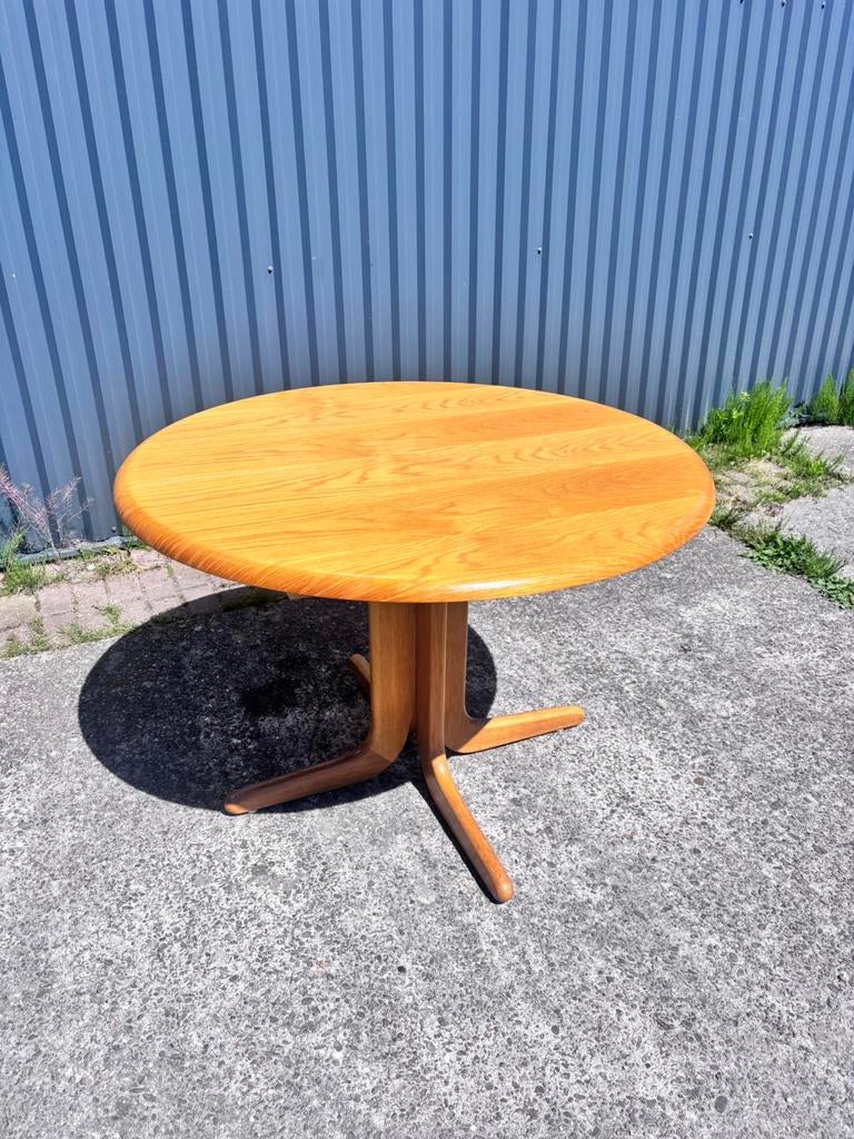 Vintage eettafel uitschuifbaar rond, Ophalen, Gebruikt, 100 tot 150 cm, C