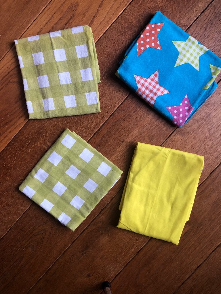 Vrolijke stofjes! Kussenslopen nieuw! 3x katoen en 1x flanel, Eenpersoons, Meerkleurig, Hoeslaken of Sloop, Nieuw