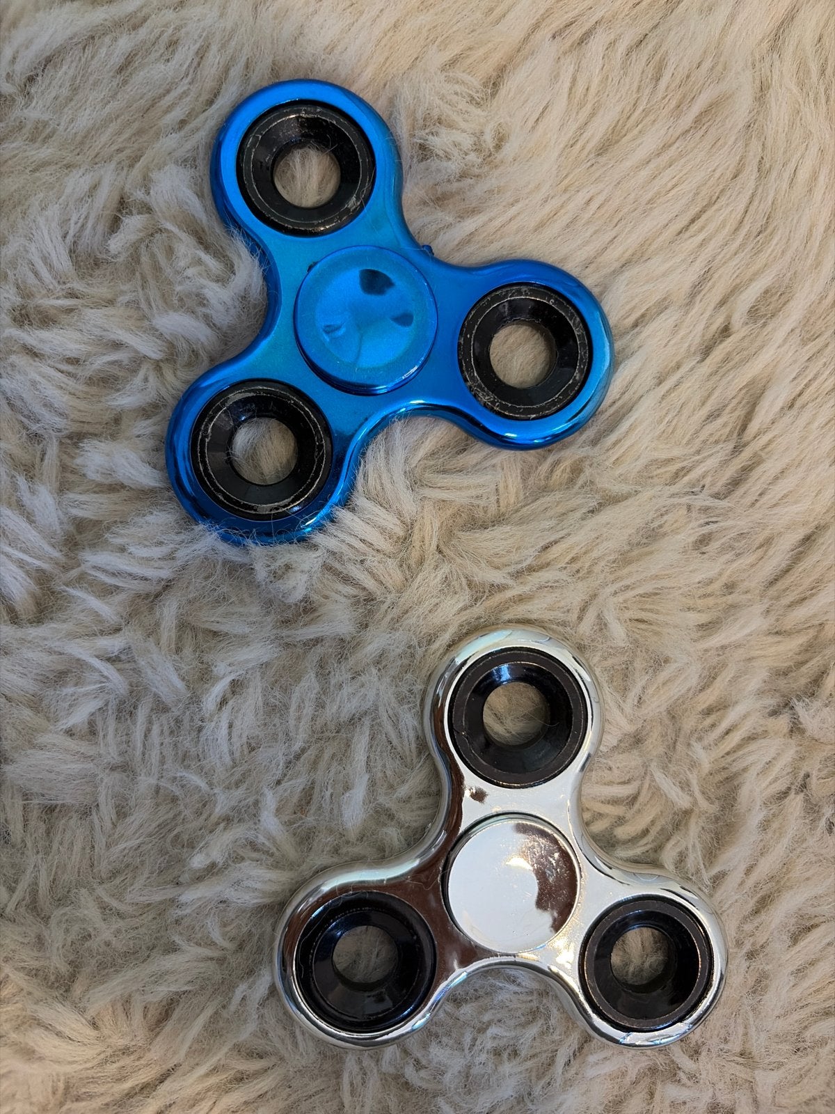 Fidget Spinners - Blauw en Zilver (Set van 2), Ophalen of Verzenden, Gebruikt, Jongen of Meisje