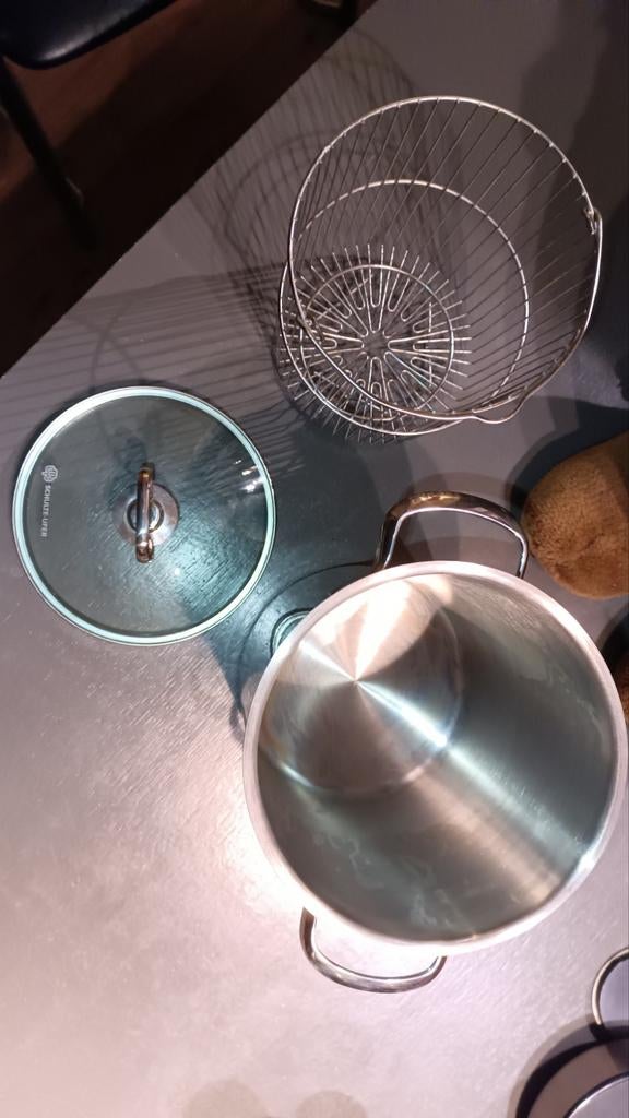 Nieuwe Aspergepan met Glazen Deksel en Mandje, Kookpan of Snelkookpan, Nieuw, Ophalen of Verzenden, Rvs