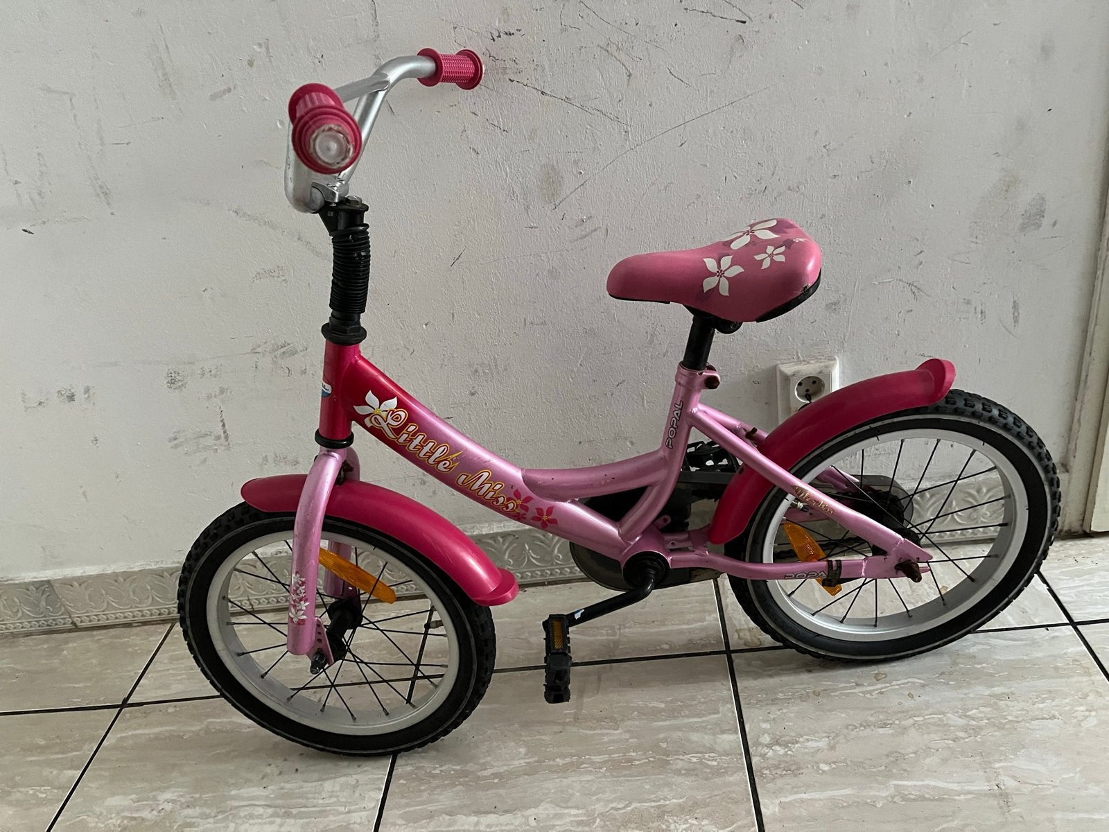 Roze kinderfiets Little Miss 16 inch, Ophalen of Verzenden, Gebruikt, Terugtraprem, 16 tot 20 inch