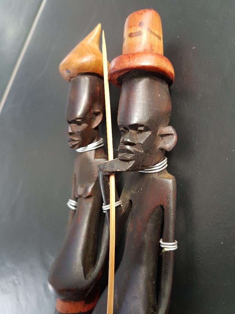 houtsnijwerken Afrika, 4 uitvoeringen, man+vrouw, Ophalen of Verzenden