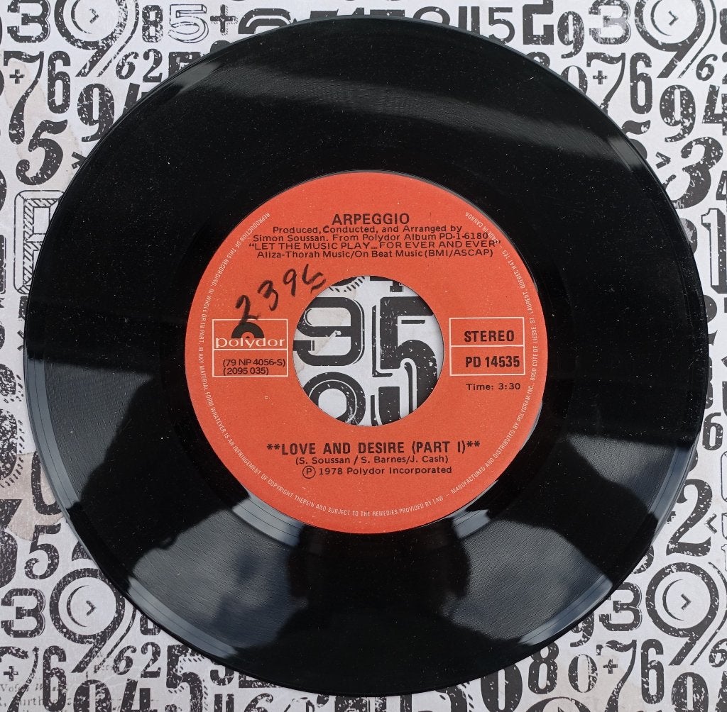 Arpeggio - love and desire  ( 7'' vinyl single 1978 ) (2), Gebruikt, 7 inch, Ophalen of Verzenden, Pop