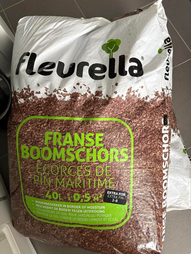 2 zakken Fleuralla Franse Boomschors 40L - Extra Fijn, Ophalen, Nieuw, Overige typen