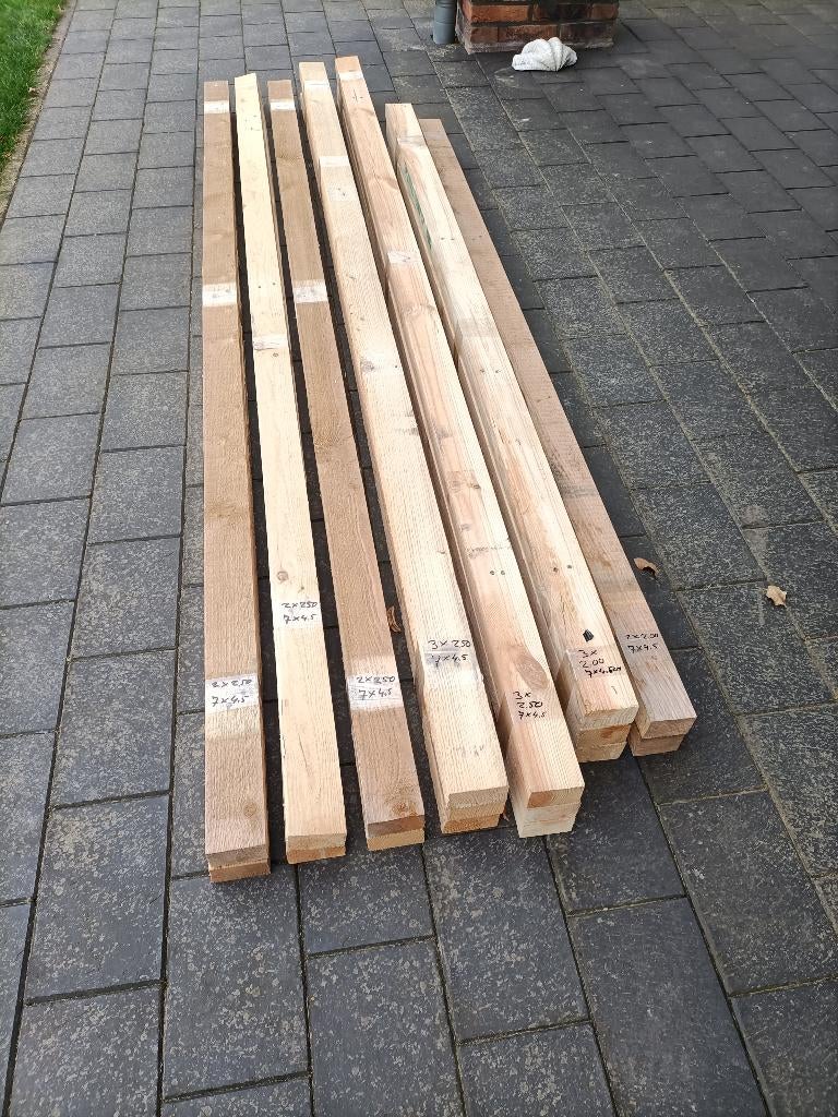 AANBIEDING houten balken, Tuin en Terras, Palen, Balken en Planken, Ophalen, Zo goed als nieuw, 250 cm of meer, Balken