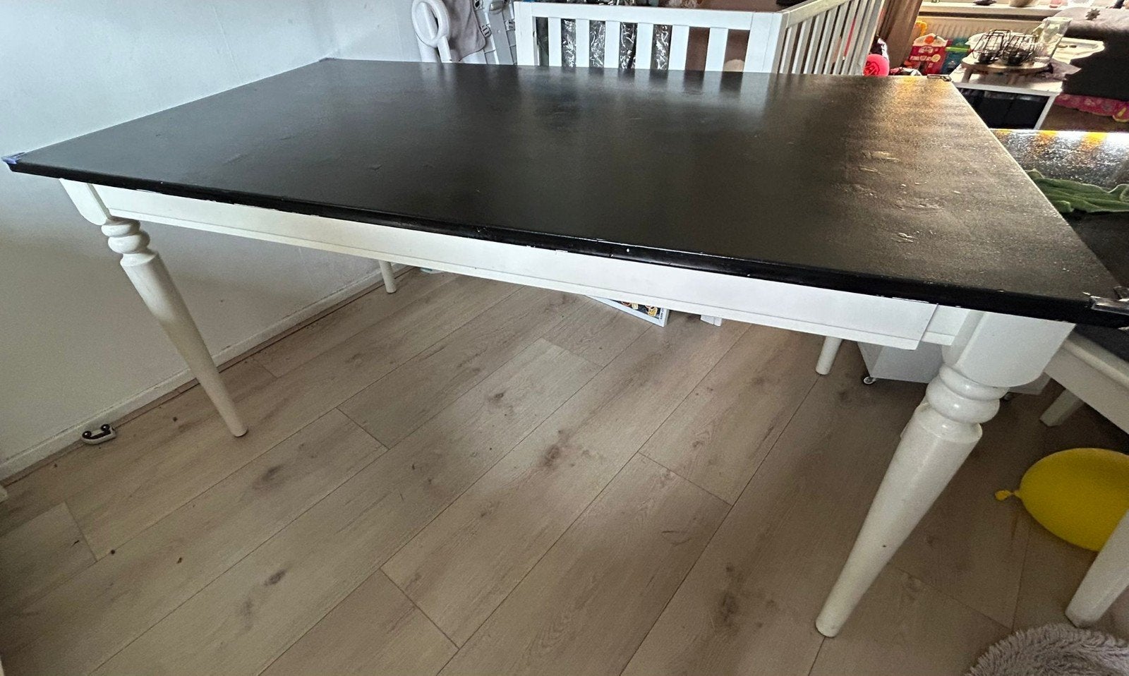 Gebruikte uitschuifbare tafel - Zwart/Wit, Ophalen, Gebruikt, 200 cm of meer, 50 tot 100 cm