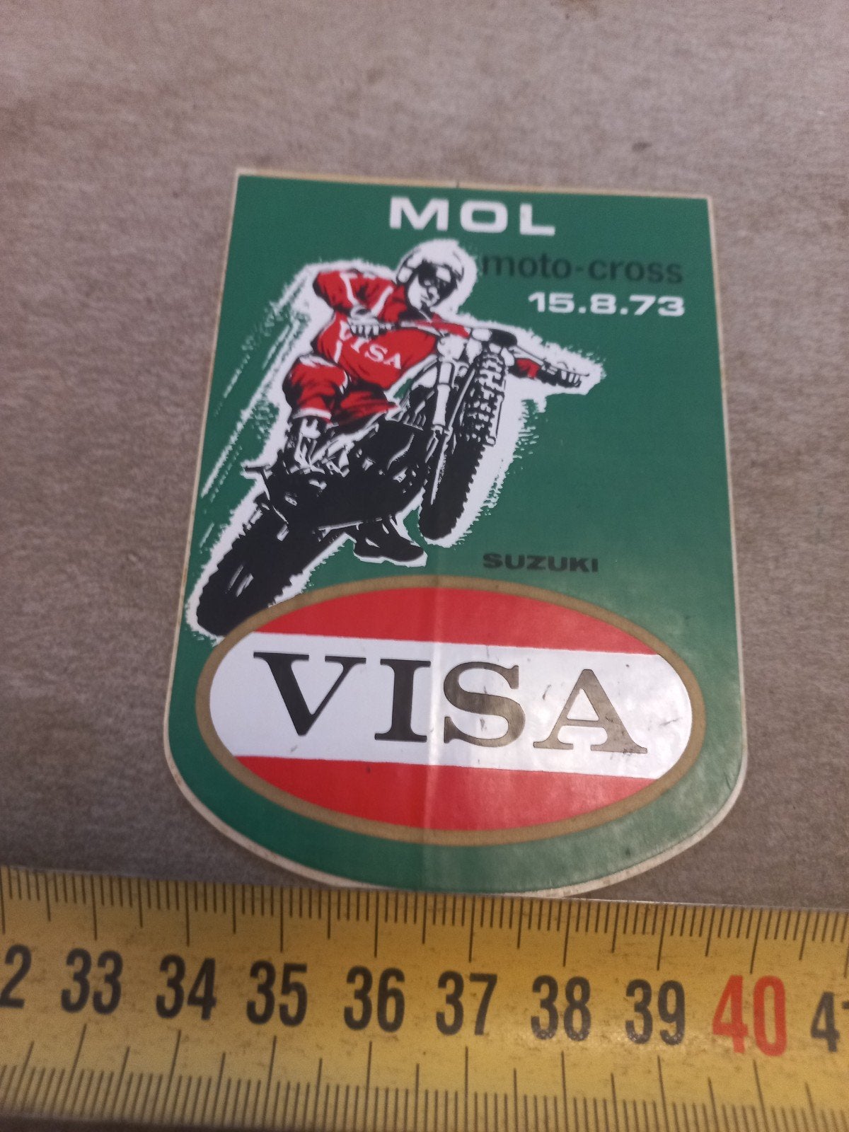 Vintage MOL Moto-Cross Suzuki VISA Sticker 1973, Ophalen of Verzenden, Gebruikt