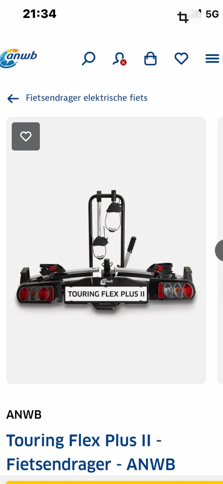 Anwb Touring Flex Plux II fietsendrager  1x gebruikt, Auto diversen, Fietsendragers, Ophalen, Zo goed als nieuw, Trekhaakdrager