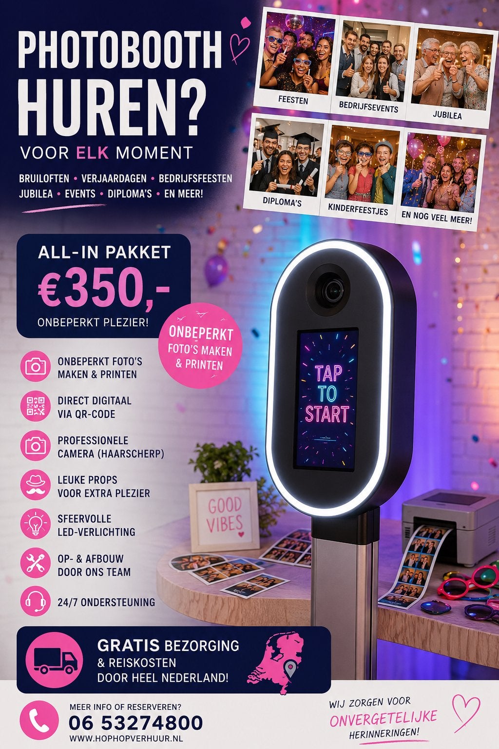 Photobooth Te Huur | Gratis Bezorgd, Ophalen, Zo goed als nieuw, Geboorte of Huwelijk
