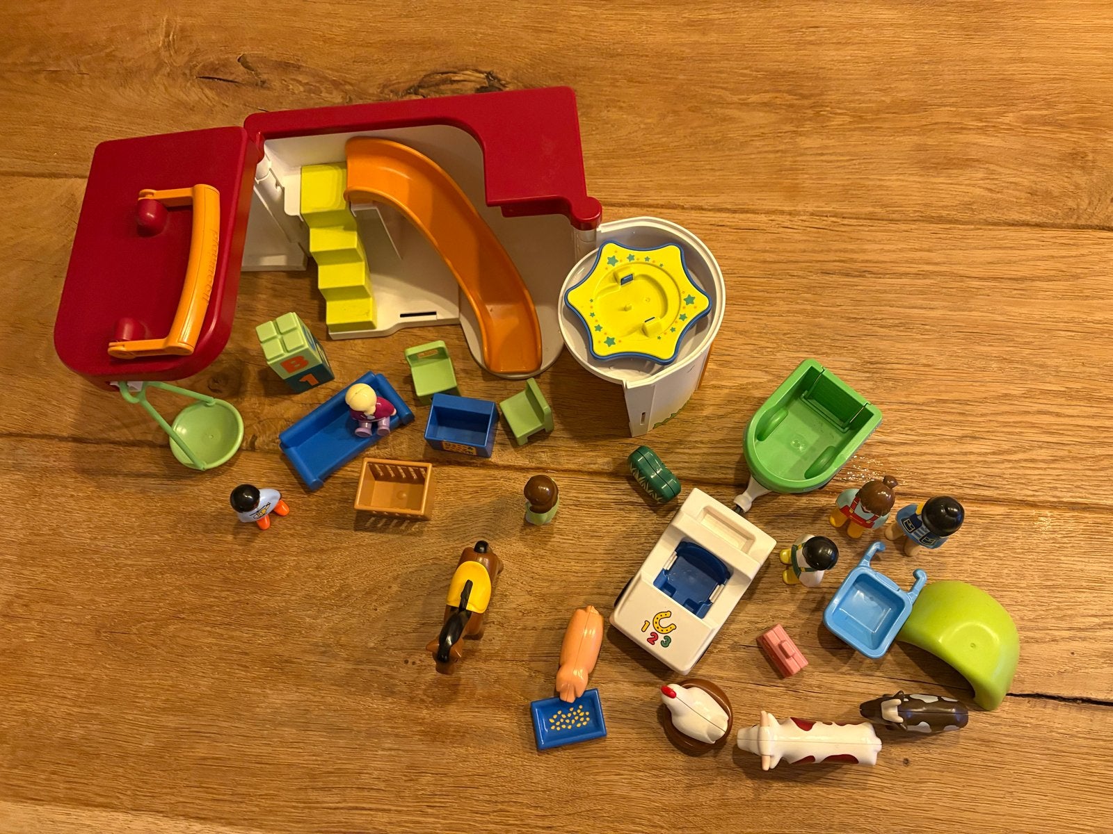 Playmobil kindercreche en boerderij met dieren, Gebruikt, Gebouw, Complete set, 1.2.3
