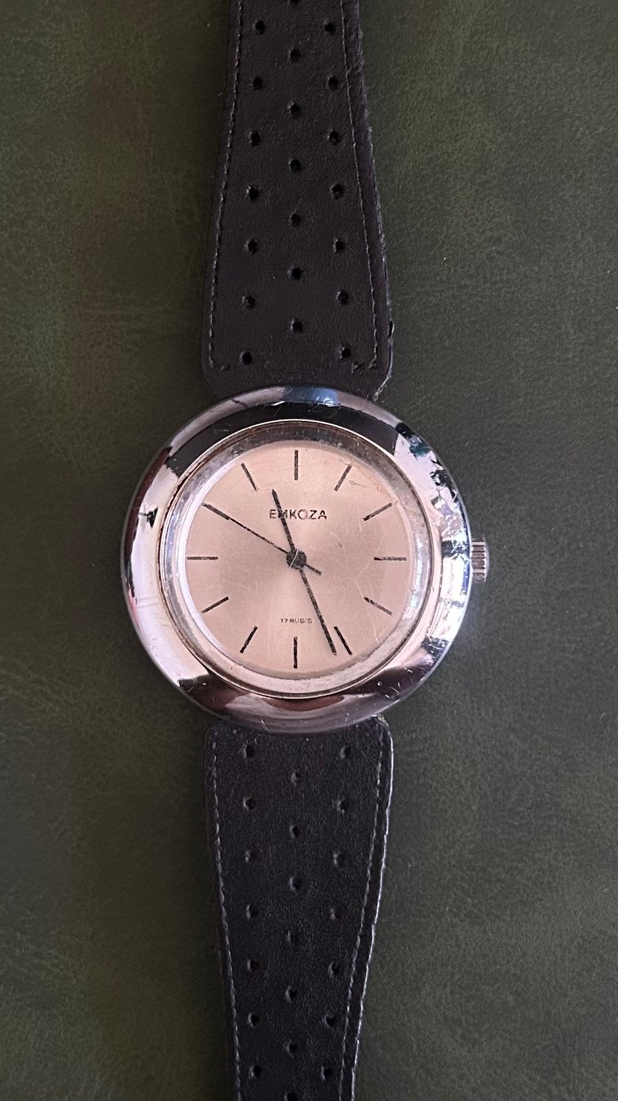 Vintage Emkoza 17 Rubis UFO Watch – Mechanical – 1970s, Ophalen of Verzenden, Staal, Overige merken, 1960 of later