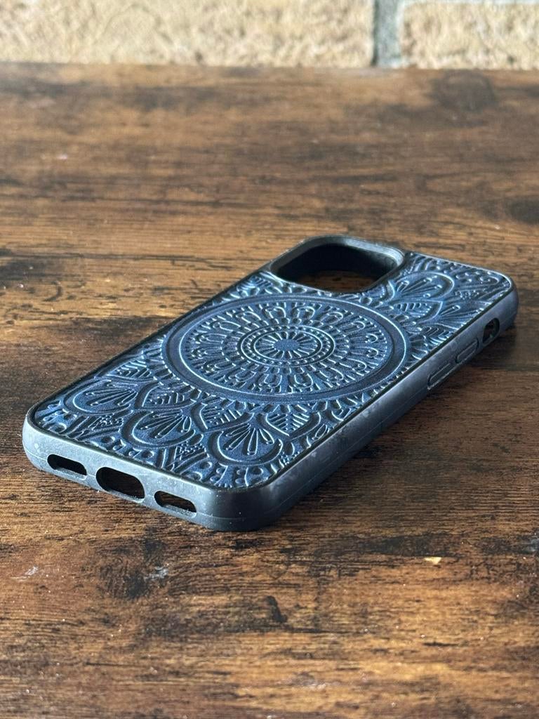 Hoesje voor iPhone 12 mini - Blauw met Zwart Mandala, Telecommunicatie, Mobiele telefoons | Hoesjes en Frontjes | Apple iPhone