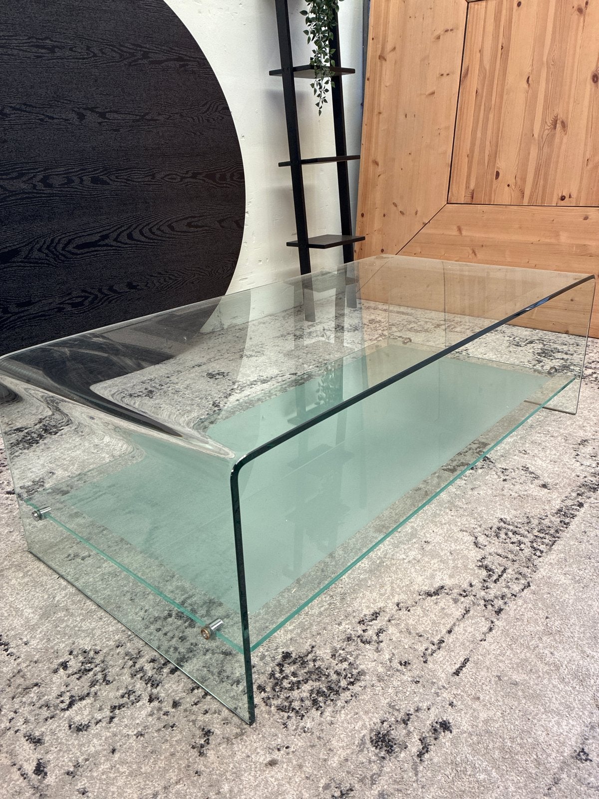 Glazen Salontafel met Opbergplaat Modern Design, Huis en Inrichting, 100 tot 150 cm, Geen, Ophalen of Verzenden, Modern