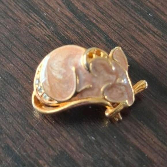Schattige muis broche met strass steentjes, Overige materialen, Gebruikt, Minder dan 4 cm, Ophalen of Verzenden
