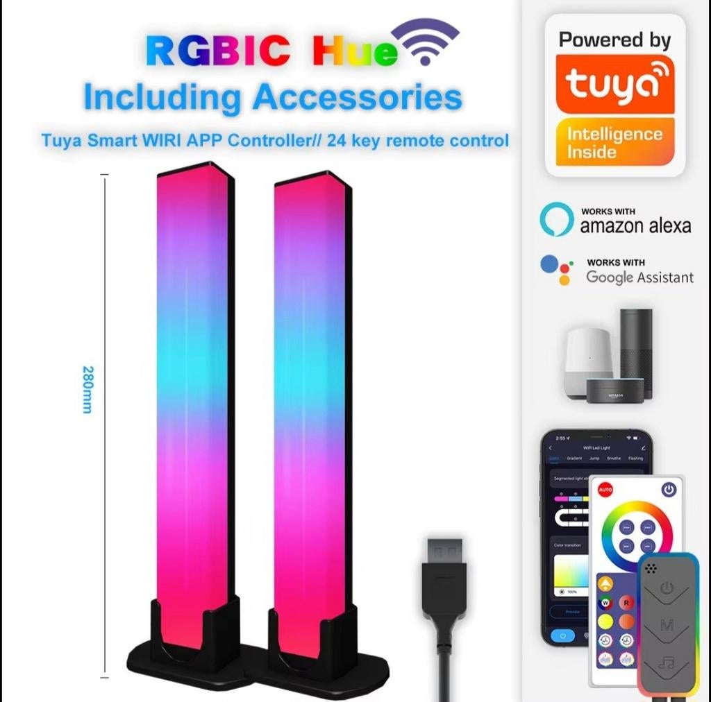 RGB LED Lightbars (set van 2) - Alexa/Google/App/Afstandsbed, Ophalen of Verzenden, Woon imperium, Nieuw, Info@woonimperium.nl