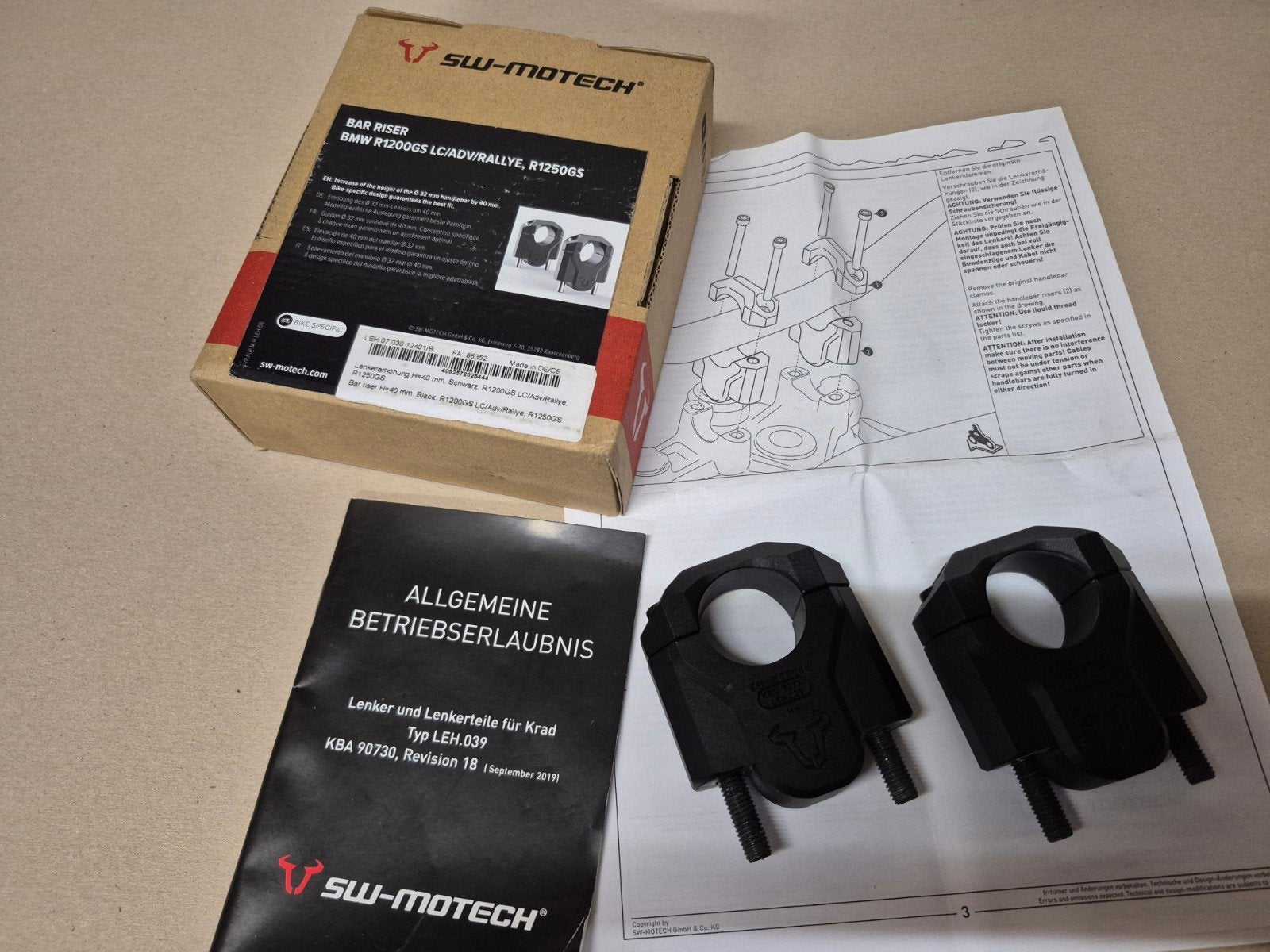 SW-MOTECH stuurverhogers bar riser 40mm R1250GS R1200GS BMW, Ophalen of Verzenden