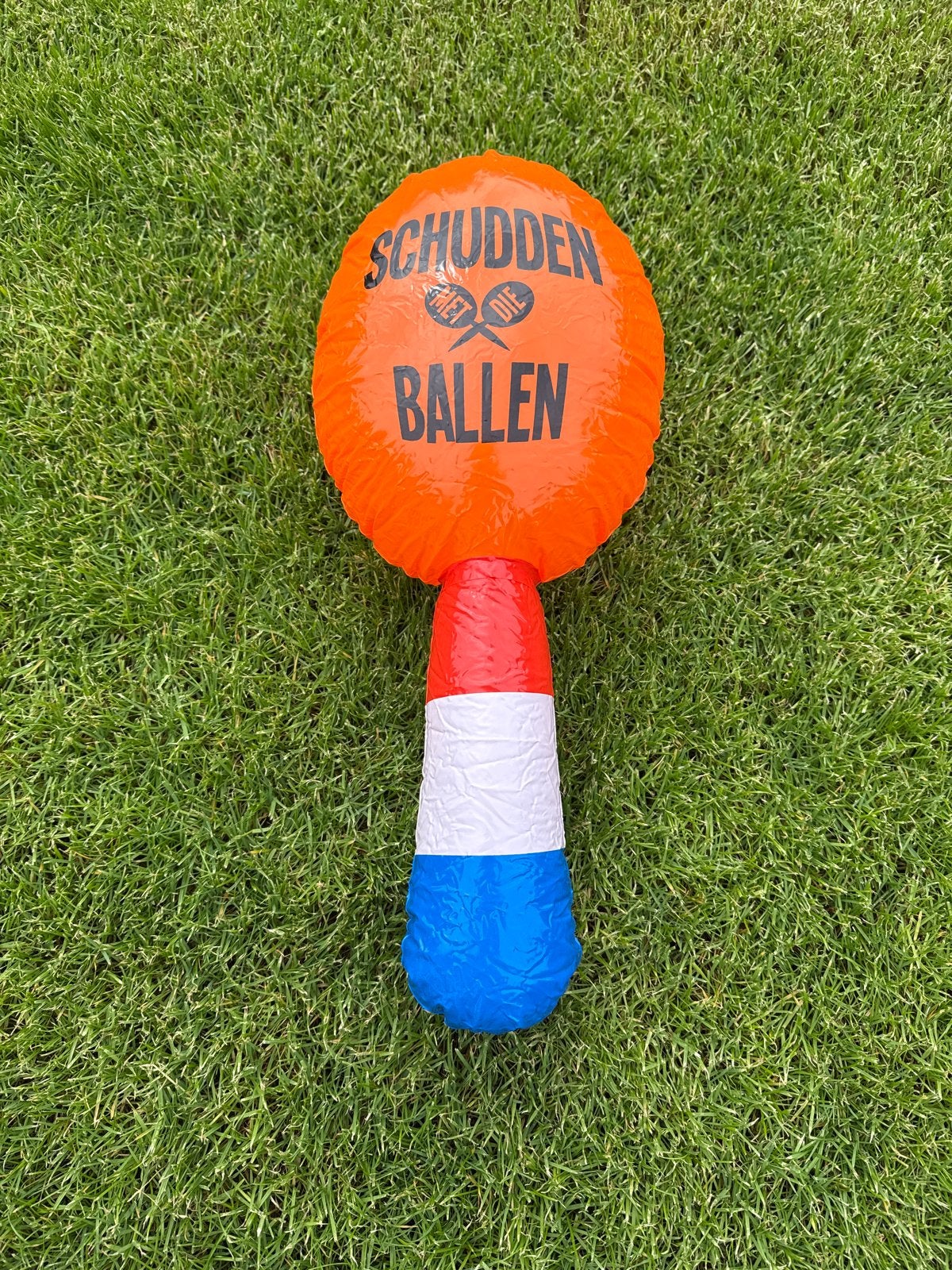 Opblaasbare Rammelaar 'Schudden die Ballen' Oranje, Ophalen, Nieuw, Feestartikel, Oranje of Koningsdag