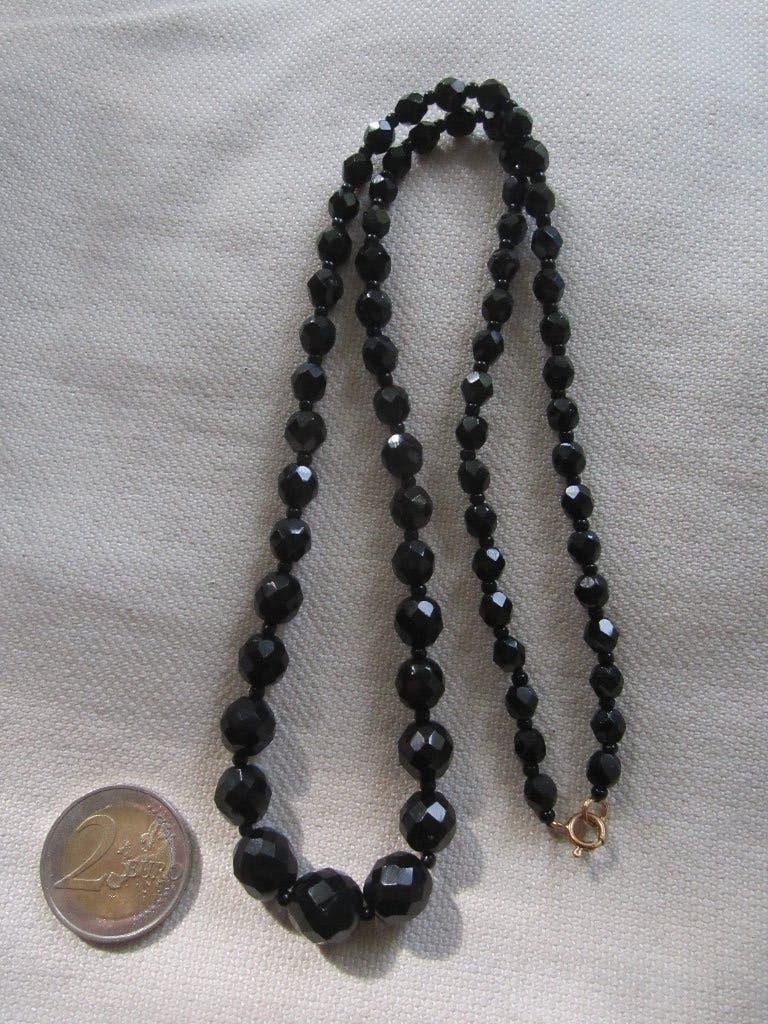 49.  Schitterende oude ketting, French jet,  60 cm, Sieraden, Tassen en Uiterlijk, Ophalen, Overige materialen, Ketting